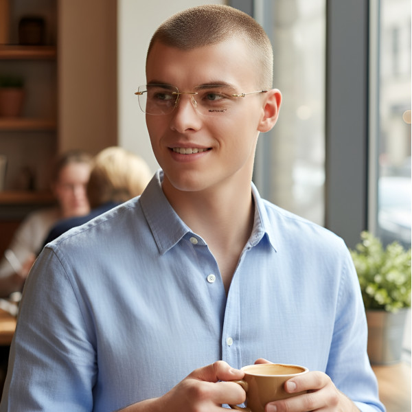 Armação de Óculos Retangular Balgriff MB0101AO Dourado